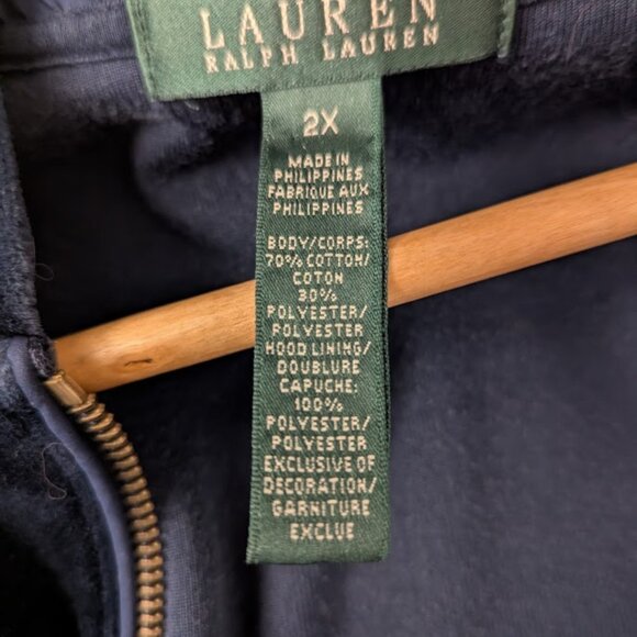 Lauren Ralph Lauren Navy Velvet Luxury Hoodie - Picture 8 of 11